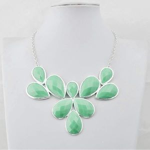 Jane Stone Fashion Bubble Collar Necklace, Chunky Jewelry for Women - Mint Green